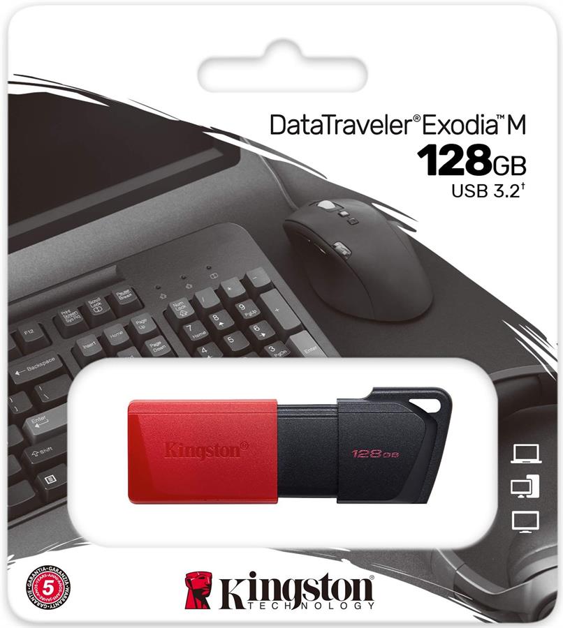 Pendrive 128GB Kingston Exodia M USB 3.2 Rojo