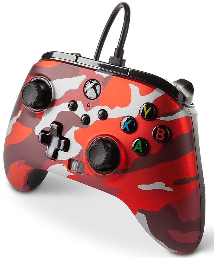 Joystick Powera Enhanced Wired para Xbox Series | One | PC Windows - Color Rojo Camo