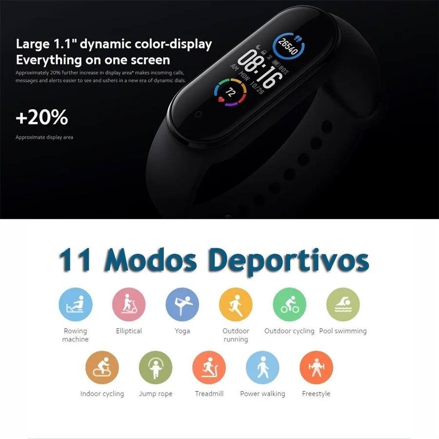 Xiaomi Mi Band 5 Smart Watch Reloj Inteligente En Español - Outtec  Argentina - Tienda Online