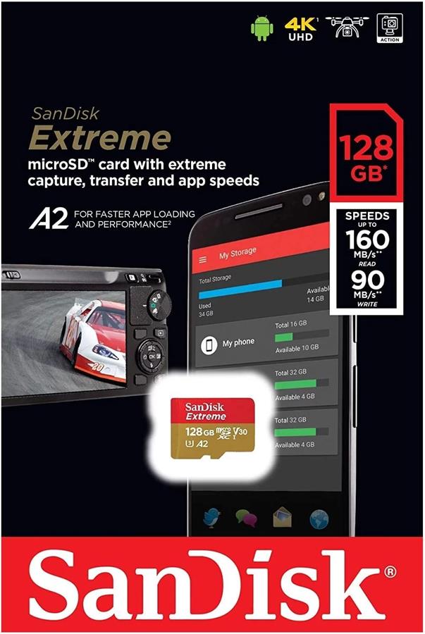 Micro SD 128GB Sandisk Extreme Pro con Adaptador