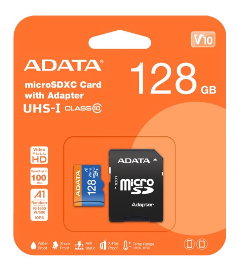 MICRO SD 128GB CLASE 10 ADATA SDXC UHS-I CON ADAPTADOR