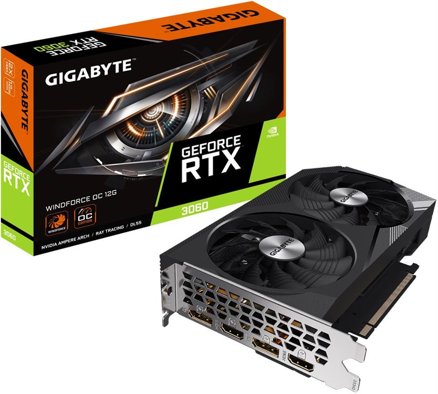 Placa de Video Gigabyte GeForce RTX 3060 Windforce OC 12GB