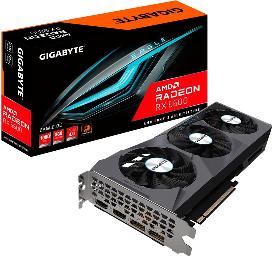 Placa de Video Gigabyte Radeon RX 6600 Eagle 8GB