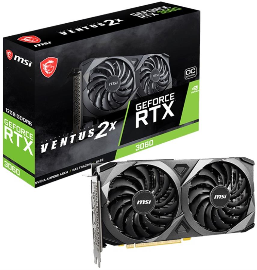 Placa de Video MSI GeForce RTX 3060 Ventus 2X OC 12GB