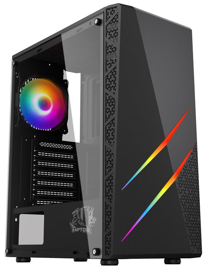 Gabinete Raptor Blaze Force TG Mid-Tower RGB Fan x2 w/button control