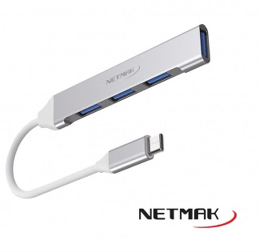 Hub USB-C a 3 puertos USB2.0 + 1 USB 3.0 Netmak NM-AC09