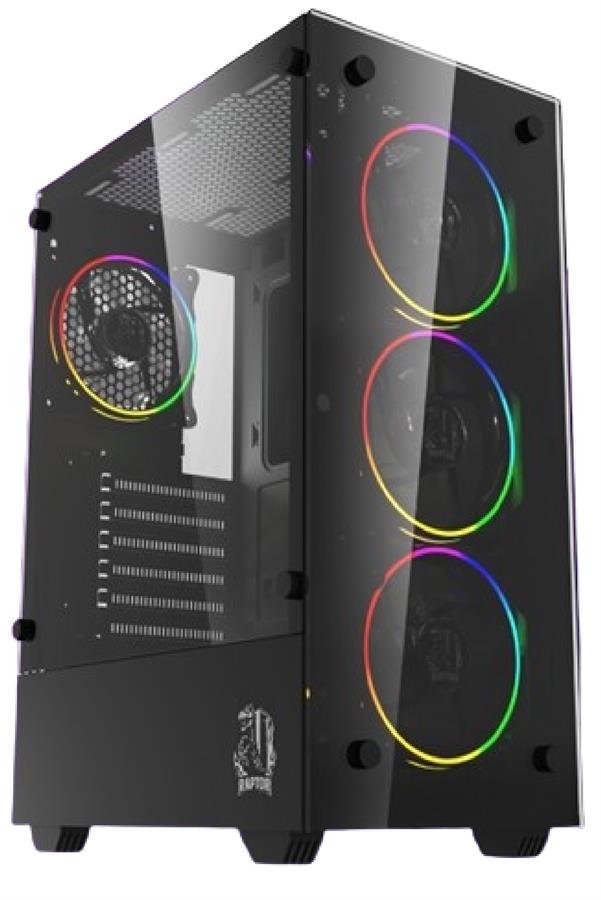 Gabinete Raptor Sentinel TG Mid-Tower RGB Fan x4 w/button control