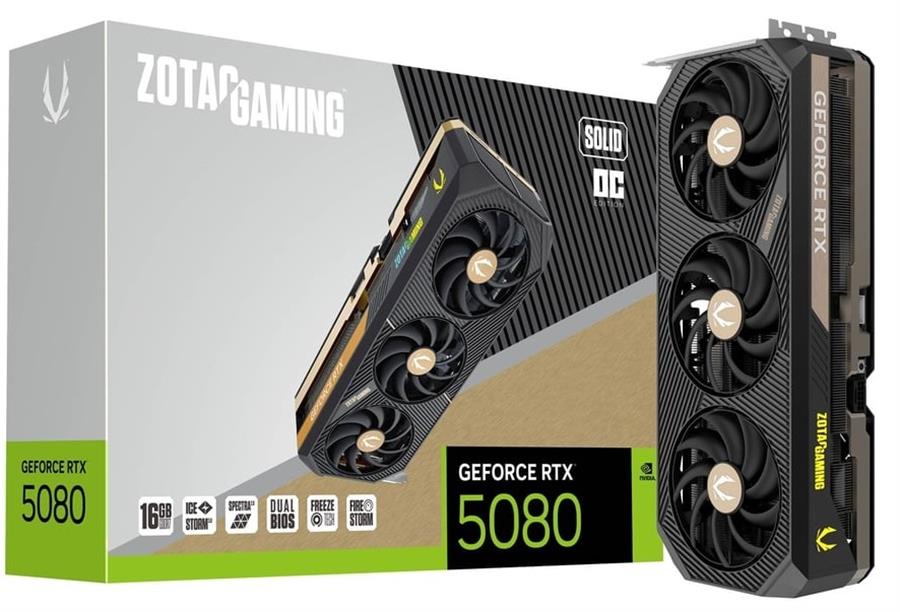 Placa de Video Zotac GeForce RTX 5080 Solid OC 16GB