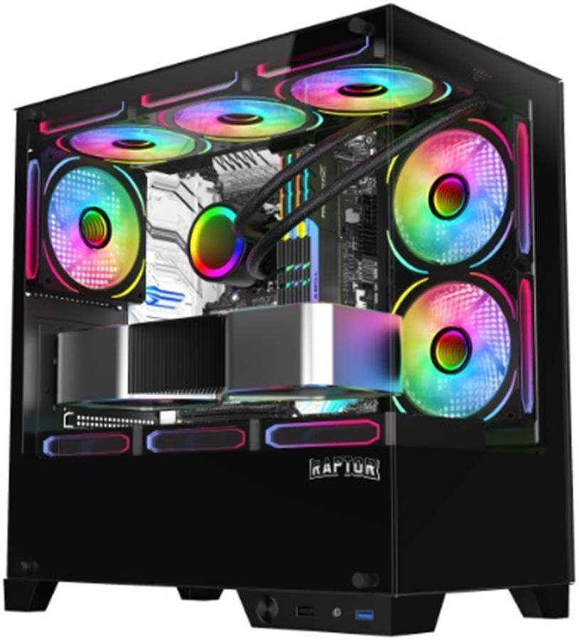 Gabinete Raptor Thunder Strike RGB Fan x 1 Black